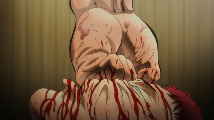 克巳のマジの下段突きを食らうドイル